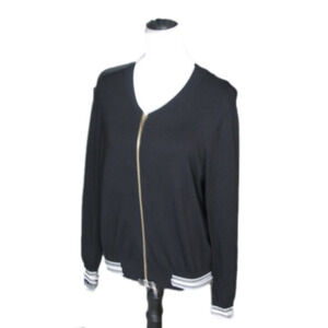 My Michelle Black Zip Front Cardigan Sweater Size Large